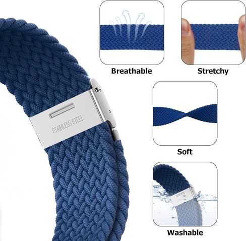 Nepfaivy Compatible with Apple Watch Band - 38mm 40mm 41mm Braided Stretchy Sport Band for Apple Watch Series SE 8 7 6 5 4 3 2 1, Women Men Nylon Fabric Elastic Loop Breathable Watch Strap for iWatch in Saudi Arabia
