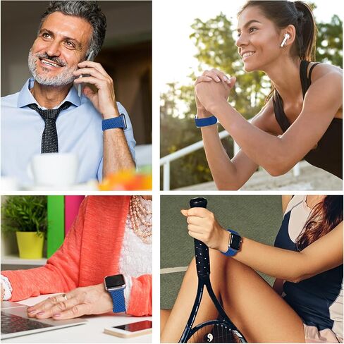 Nepfaivy Compatible with Apple Watch Band - 38mm 40mm 41mm Braided Stretchy Sport Band for Apple Watch Series SE 8 7 6 5 4 3 2 1, Women Men Nylon Fabric Elastic Loop Breathable Watch Strap for iWatch in Saudi Arabia