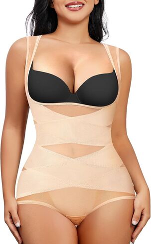 Nebility Thong Shapewear Bodysuit for Women Tummy Control Body Shaper Faja Seamless Waist Trainer Corset Stomach Girdles in Kuwait