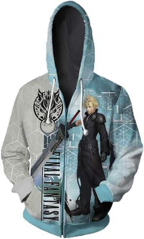 CHLOBLOM Cloud Strife Hoodie Sephiroth Sweatshirt Halloween Cosplay Costume 3D Print in Saudi Arabia
