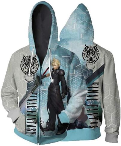 CHLOBLOM Cloud Strife Hoodie Sephiroth Sweatshirt Halloween Cosplay Costume 3D Print in Saudi Arabia