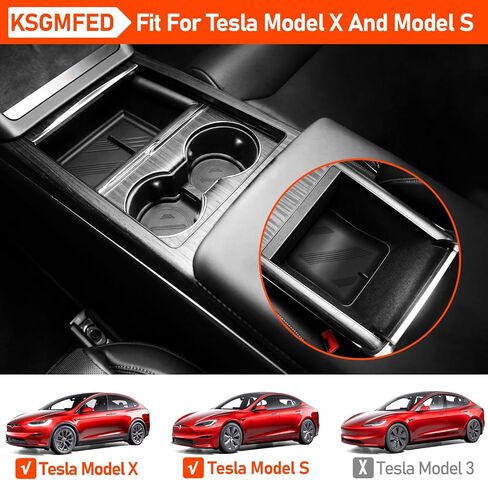 4 قطع صينية تنظيم وحدة التحكم المركزية متوافقة مع طراز Tesla X/S، حصيرة تخزين مسند الذراع لملحقات داخلية طراز Tesla Model X/S 2022-2023، منظم مسند ذراع وحدة التحكم العلوية والسفلية، أسود in Kuwait