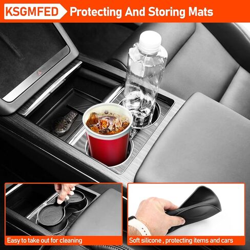 4 قطع صينية تنظيم وحدة التحكم المركزية متوافقة مع طراز Tesla X/S، حصيرة تخزين مسند الذراع لملحقات داخلية طراز Tesla Model X/S 2022-2023، منظم مسند ذراع وحدة التحكم العلوية والسفلية، أسود in Kuwait