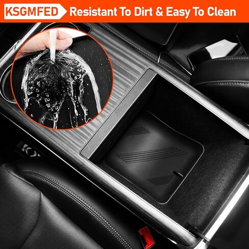 4 قطع صينية تنظيم وحدة التحكم المركزية متوافقة مع طراز Tesla X/S، حصيرة تخزين مسند الذراع لملحقات داخلية طراز Tesla Model X/S 2022-2023، منظم مسند ذراع وحدة التحكم العلوية والسفلية، أسود in Kuwait