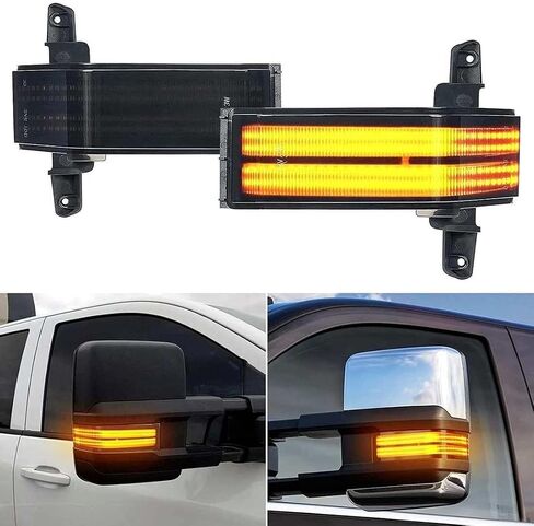 GXARTS LED Side Mirror Marker Light Smoked Lens Amber LED Mirror Turn Signal Light Sequential Switchback Lamp 23444105 23444106 Compatible with Chevy Silverado/GMC Sierra 1500 2500HD 3500HD 2014-2019 in Saudi Arabia