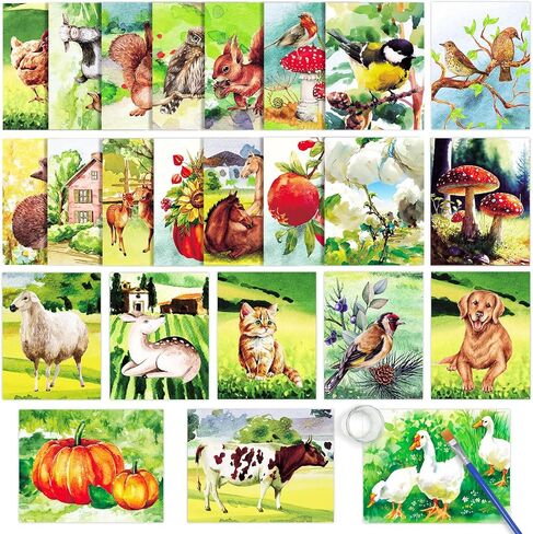 ZOIIWA 48pcs Dementia Products for Elderly Reusable Water Painting Toys Farm Memories Dementia Activities for Adults Seniors Dementia Water Doodle Coloring Set Painting Brush Drawing Craft Gifts in Saudi Arabia