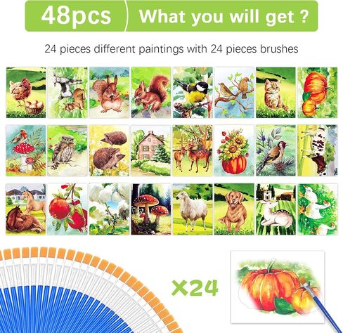 ZOIIWA 48pcs Dementia Products for Elderly Reusable Water Painting Toys Farm Memories Dementia Activities for Adults Seniors Dementia Water Doodle Coloring Set Painting Brush Drawing Craft Gifts in Saudi Arabia