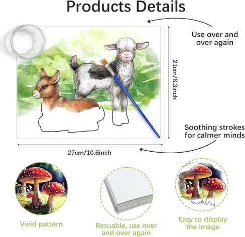 ZOIIWA 48pcs Dementia Products for Elderly Reusable Water Painting Toys Farm Memories Dementia Activities for Adults Seniors Dementia Water Doodle Coloring Set Painting Brush Drawing Craft Gifts in Saudi Arabia