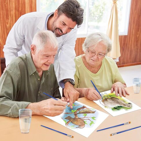 ZOIIWA 48pcs Dementia Products for Elderly Reusable Water Painting Toys Farm Memories Dementia Activities for Adults Seniors Dementia Water Doodle Coloring Set Painting Brush Drawing Craft Gifts in Saudi Arabia