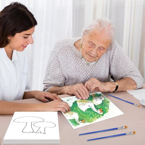 ZOIIWA 48pcs Dementia Products for Elderly Reusable Water Painting Toys Farm Memories Dementia Activities for Adults Seniors Dementia Water Doodle Coloring Set Painting Brush Drawing Craft Gifts in Saudi Arabia