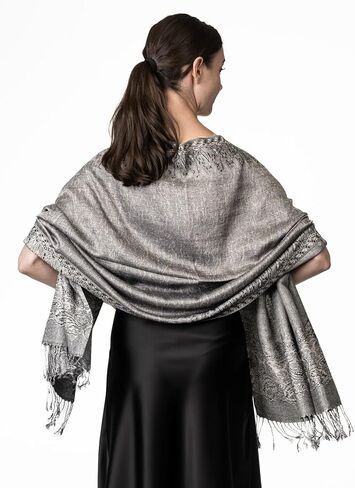 Achillea Elegant Reversible Paisley Border Pashmina Shawl Wrap Scarf in Kuwait