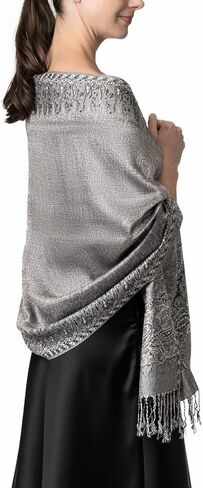 Achillea Elegant Reversible Paisley Border Pashmina Shawl Wrap Scarf in Kuwait