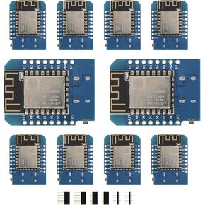 10pcs D1 Mini NodeMcu ESP8266 Module Type-C USB ESP-12F WLAN WiFi Internet Development Board Base on ESP8266 ESP-12F Compatible with Arduino, WeMos D1 Mini