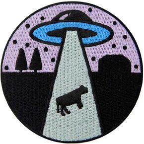 Get in Alien Love Cow Patch Embroidered Applique Badge Iron On Sew On Emblem