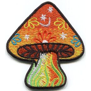 Mushroom Boho Hippie Retro Love Peace Weed Psychedelic Shrooms Trance Embroidered Applique Iron-on Patch T-32