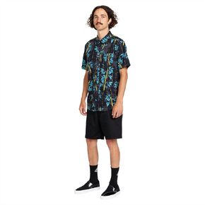 Volcom Men's Regular Marble Floral Short Sleeve Button Down Hawaiian Shirt