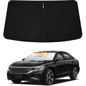 D-Lumina Winshield Sun Shade for VW Passat 2012 2013 2014 2015 2016 2017 2018 2019 2020 2021 2022, Foldable Front Sun Shield Protector Blocks UV Rays, Window Sunshade Sun Visor Interior Accessory