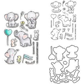 Stamps and Dies for Card Making, Cute Animal DIY Die Cuts for Card Making, Metal Cut Dies Silicone Stamps, Christmas Halloween Thanksgiving Gifts (Stamp + Die)