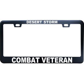 إطارات لوحة ترخيص المحاربين القدامى من Desert Storm - علامة علامة سيارة معدنية للنساء/الرجال، فتحة قياسية مقاس 6 × 12 وفتحة ومسامير تناسب الولايات المتحدة وكندا