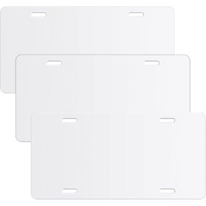 3Pcs Sublimation License Plate Blanks White, AngleKai Aluminium Automotive License Blank Plate for Car DIY Transfer Sheet Sublimation Blanks Bulk Metal Plate Tags for Custom Design License Blank