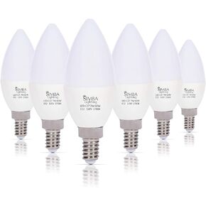 Simba Lighting LED Candelabra Light Bulbs B11 (C37) Candle Shape E12 Base (6 Pack) | Decorative 7W 60W Replacement 110V, 120V for Chandelier, Ceiling Fan, PC Cover, Non-Dimmable, Warm White 2700K