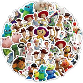 Toy Cartoon Story Stickers Pack, 50PCs, Cute Figure & Character Stickers, Vinyl Decals, Birthday Gift Stickers for Hydro Flask, Laptop, Water Bottle, Party Stickers for Kids, Teens (Toys)