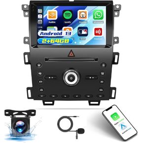 [2+64G] Android 13 Car Stereo for Ford Edge 2011-2015 with Wireless Apple Carplay&Android Auto,9 Inch Touch Screen Car Radio with Mirror Link GPS WiFi Bluetooth FM/RDS SWC AUX-in+Backup Camera