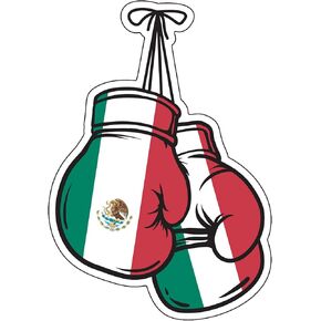 WickedGoodz Mexican Flag Boxing Gloves Vinyl Decal - Mexico Bumper Sticker - for Laptops Tumblers Windows Cars Trucks Walls