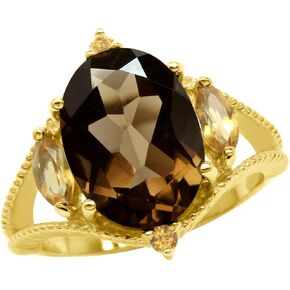 Silvershake 14X10mm Oval Shape Gemstone White Gold Plated or Yellow Gold Plated 925 Sterling Silver Cluster Cocktail Ring Jewelry for Women