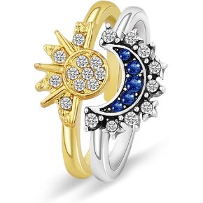 مجموعة خواتم القمر والشمس للنساء والفتيات من حجر الراين وخواتم متطابقة للشمس والقمر للأزواج والصديقات والصديقات هدايا مجوهرات لذكرى عيد الميلاد in Kuwait