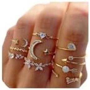 Knuckle Stackable Rings Set for Women Vintage Boho Rings Stackable Star Moon Butterfly Ring Set for Women