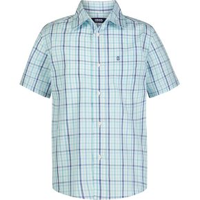 IZOD Boys' Short Sleeve Button-Down Plaid Dress Shirt