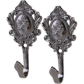 BESPORTBLE Curtain Tiebacks Curtain Tiebacks 2pcs Curtain Holdbacks Tieback Hooks Rose Pattern Vintage Zinc Alloy Drapery (Black) Decorative Curtain Tiebacks Curtain Tieback Hook