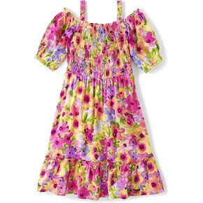The Children's Place Baby Girls' Short Sleeve Dressy Special Occasion Dresses, Madalyn Floral Cold Shoulder, X-Small