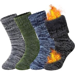 AMENLAN Kids Heated Hiking Socks Winter Children Thick Soft Warm Thermal Snowboarding Boy Girls Insulated Socks 4 Pairs