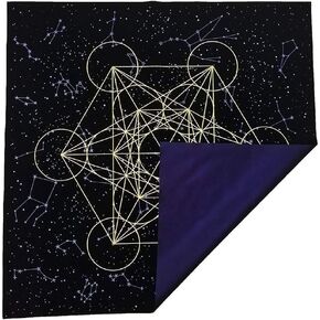 Tong Gu Altar Tarot Table Cloth Divination Wicca Velvet Tapestry Metatron's Cube (Black)