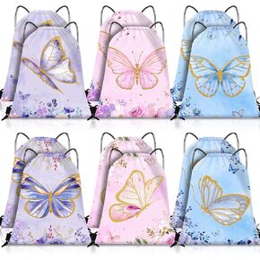 Amylove Butterfly Drawstring Bags Butterfly Party Favor Candy Goodie Party Supplies Spring Gift Bag for Kids Girls(12 Pcs)