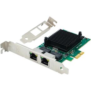 Gigabit Dual NIC with Intel 82576 Chip, 1Gb Network Card Compare to Intel E1G42ET NIC, 2 RJ45 Ports, PCI Express 2.1 X1, Ethernet Card with Low Profile for Windows/Windows Server/Linux