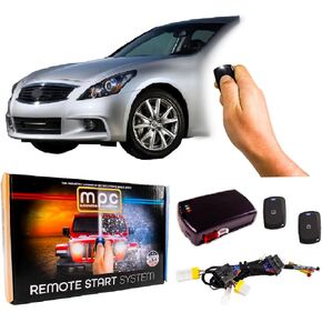MPC (2) 1-Button 1-Way Extended Range Remote Start Kit with Keyless Entry for 2008-2013 Infiniti G37 - Push-to-Start - with T-Harness - Firmware Preloaded - Remote Range Up to 1,500 ft