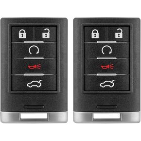 Remote Key Fob Replacement Compatible with Cadillac CTS 2008-2015 STS 2008 - 2011 M3N5WY7777A 5 Buttons (Pack of 2)