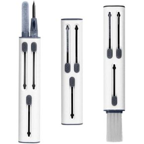 AUGEN Cleaning Pen Kit for Airpods, Multi-Function 3 in 1 Soft Brush Cleaning kit, Cleaning Pen Kit Tool for Bluetooth Earphones Case Phone Camera (White)