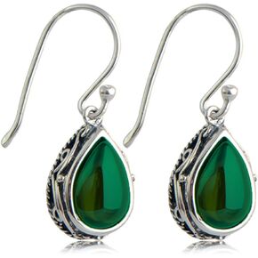 Vintage Boho Teardrop CZ Dangle Earrings for Women Girls Silver Plated Cubic Zirconia Birthstone Charms Drop Dangling Hook Stud Earring Dainty Retro Wedding Birthday Christmas Jewelry Gifts for Her
