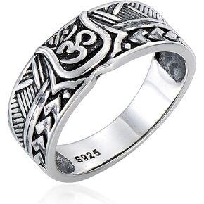 PROESS Yoga OM Ring 925 Sterling Silver Buddha Yoga OM Symbol Ring Om Amulet Jewelry Gifts for Women Men