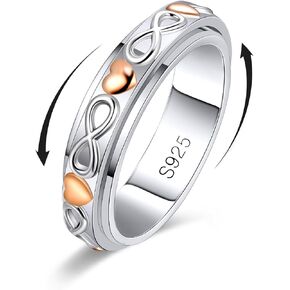Fidget Anxiety Rings for Women Men Infinity 925 Sterling Silver Spinner Rings for Anxiety Relieving Stress Rotatable Ring
