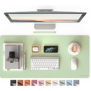 RENMTURE PU Mouse Pad, Faux Leather Large Desk Pad, Home Work Office Accessories, Non-Slip Desk Mat, Waterproof Gaming Pad Desk Blotter (32"x16", Mint Green)