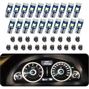Pack-20 Car T5 LED Instrument Light, 3030-3SMD High-brightness Dashboard Cluster Shift Indicator Light, Interior Bulb with Twist Lock Socket, Universal Lighting Replacement for Car (Blue)