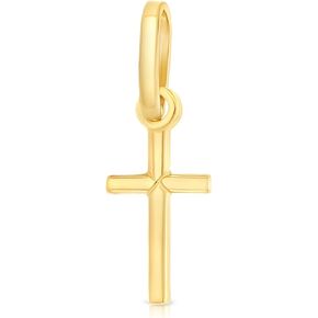 14K Yellow Gold or White Gold Plain Cross Pendant Religious Tiny Size Charm For Necklace or Chain