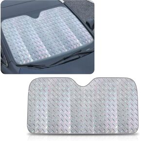 Fogfar Pack-1 Car Windshield Sun Shade, 55.11" x 27.55" Foldable Car Sun Visor, Auto Heat Shield Sun Visor Protector, Universal for Most Windshields (Silver)