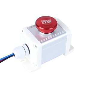22mm Metal Latching Emergency Stop Push Button Switch Big Red Mushroom Head Stainless Steel Shell Waterproof IP65 12-220V 3A 1NO 1NC Switch Station Box with Pre-Wired Cable 7/8" Mounting Hole