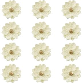 Tegg Burlap Flower 12PCS Handmade Natural Jute Water Lily Flowers Flatback for DIY Craft Wedding Decoration Floral Crafts Making Cream-Coloured